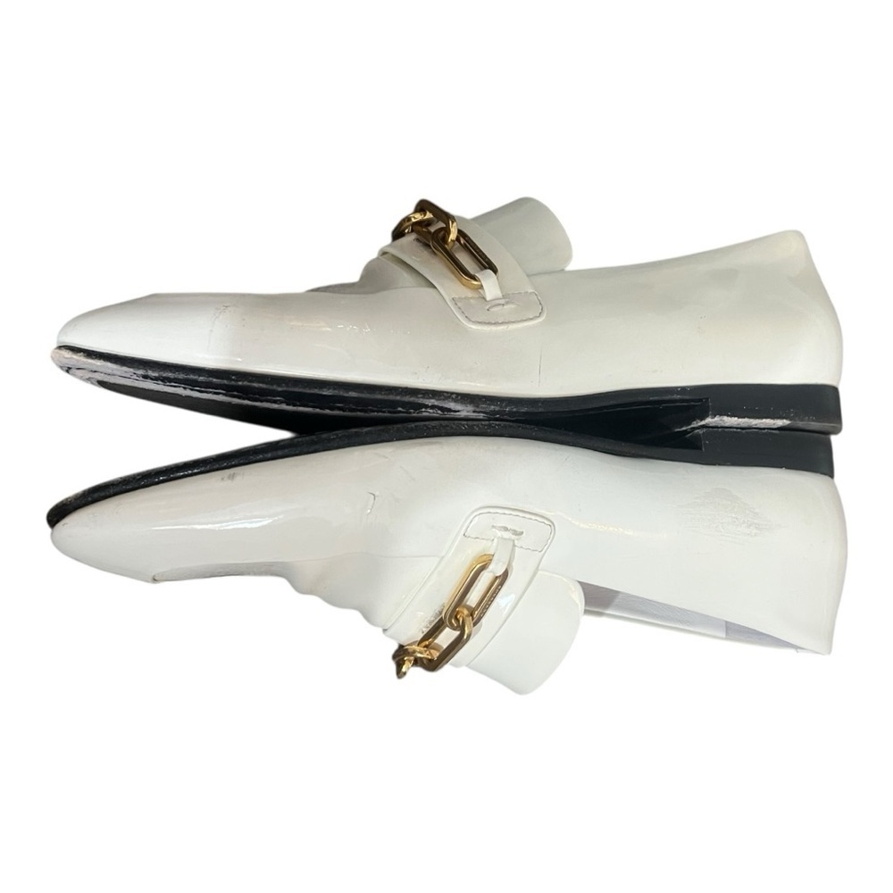 Burberry Gold Chain White Patent Chillcot Loafer Women's Size 38.5 U.S 7.5 - Picture 4 of 11